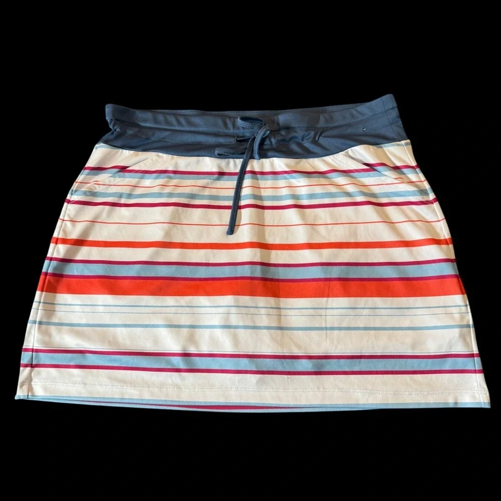 Grand Slam Womens Skort L White Striped Activewear Golf Tennis Sporty Outdoor